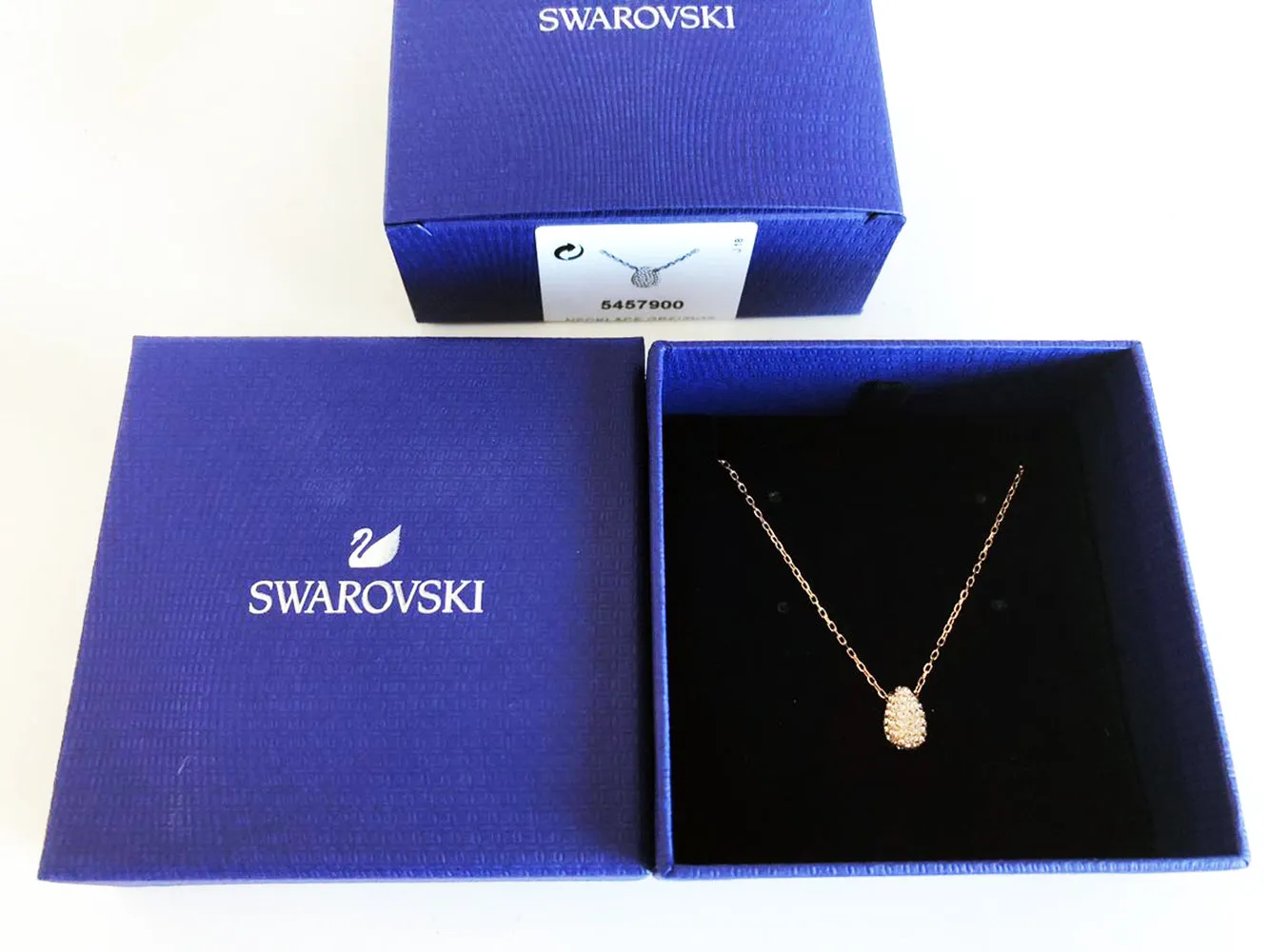 Swarovski Necklace TEARDROP Pendant, Rose Gold -5457900