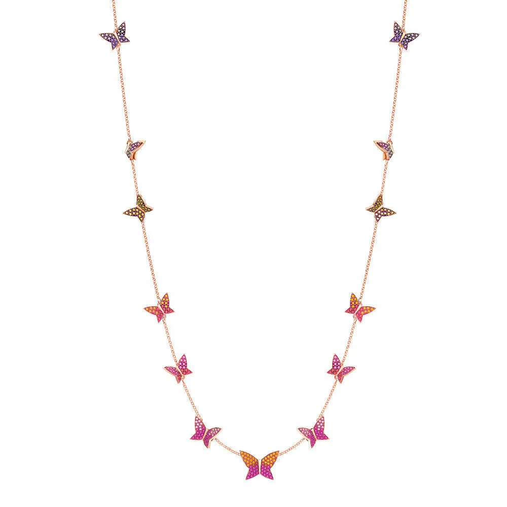 Swarovski Necklace w/ Butterflies LILIA STRANDAGE, Multi Color, Rose Gold - 5374335