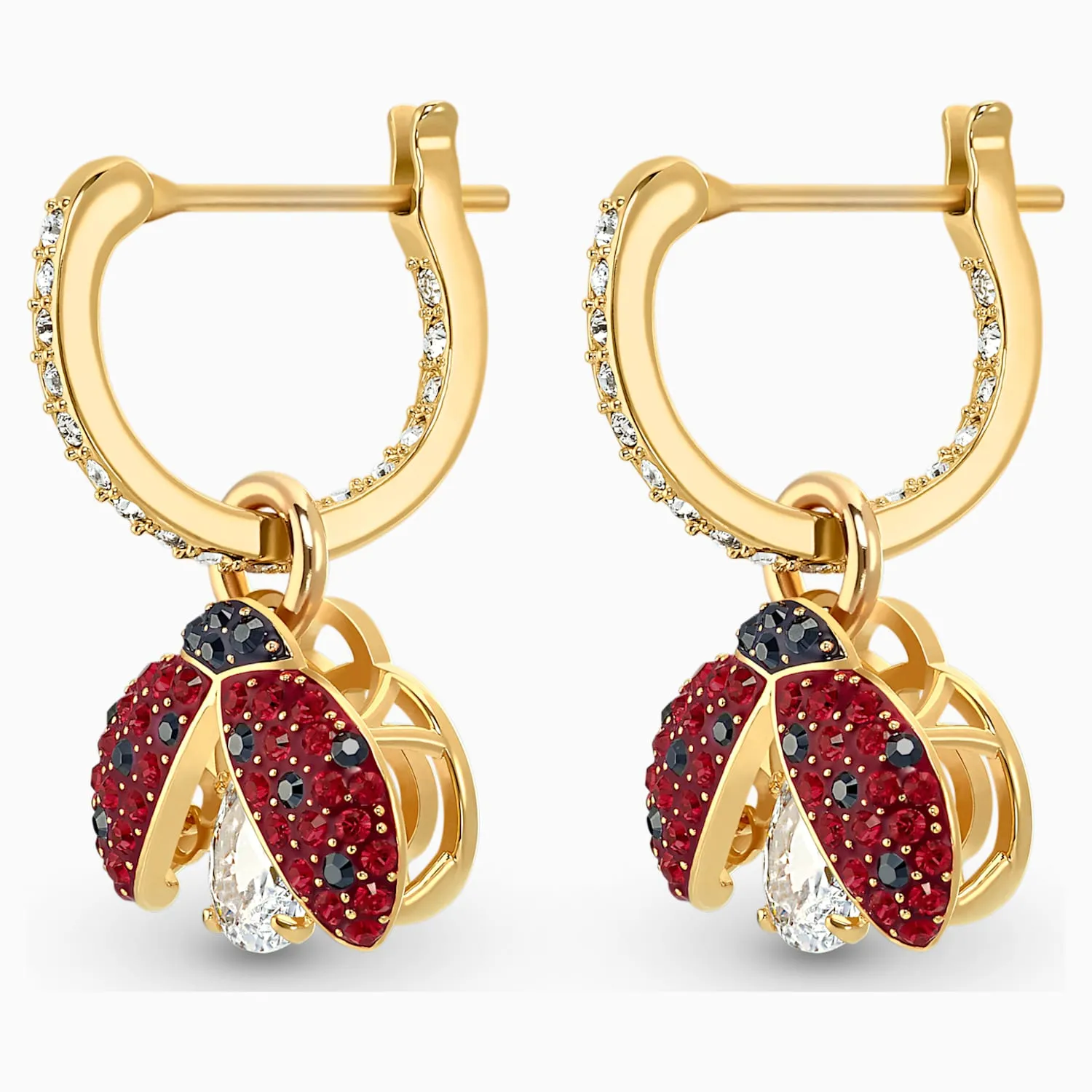 Swarovski SPARKLING DANCE LADYBUG PIERCED EARRINGS, Red, Gold Tone -5537490