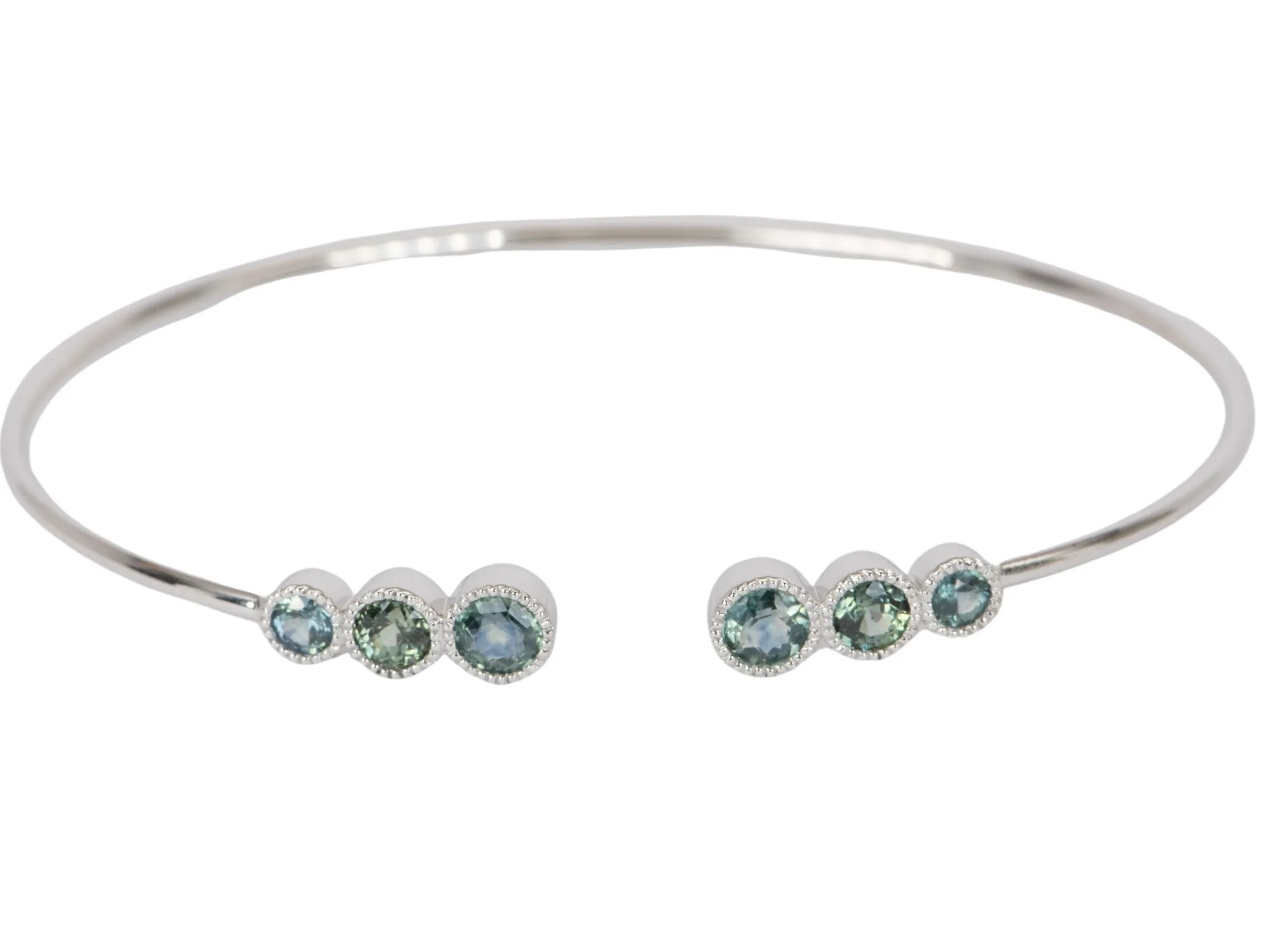 Teal Blue Montana Sapphire Flexi Bangle 18K White Gold R2048