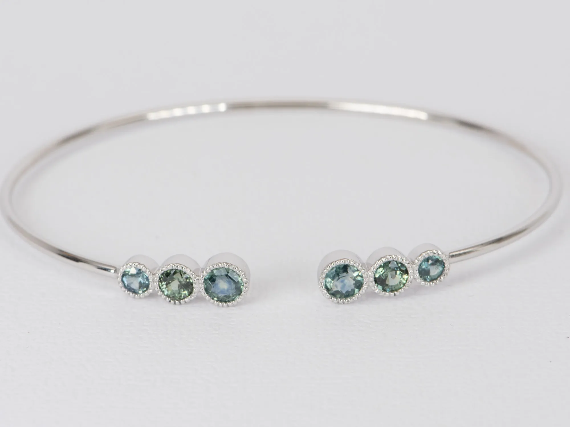 Teal Blue Montana Sapphire Flexi Bangle 18K White Gold R2048