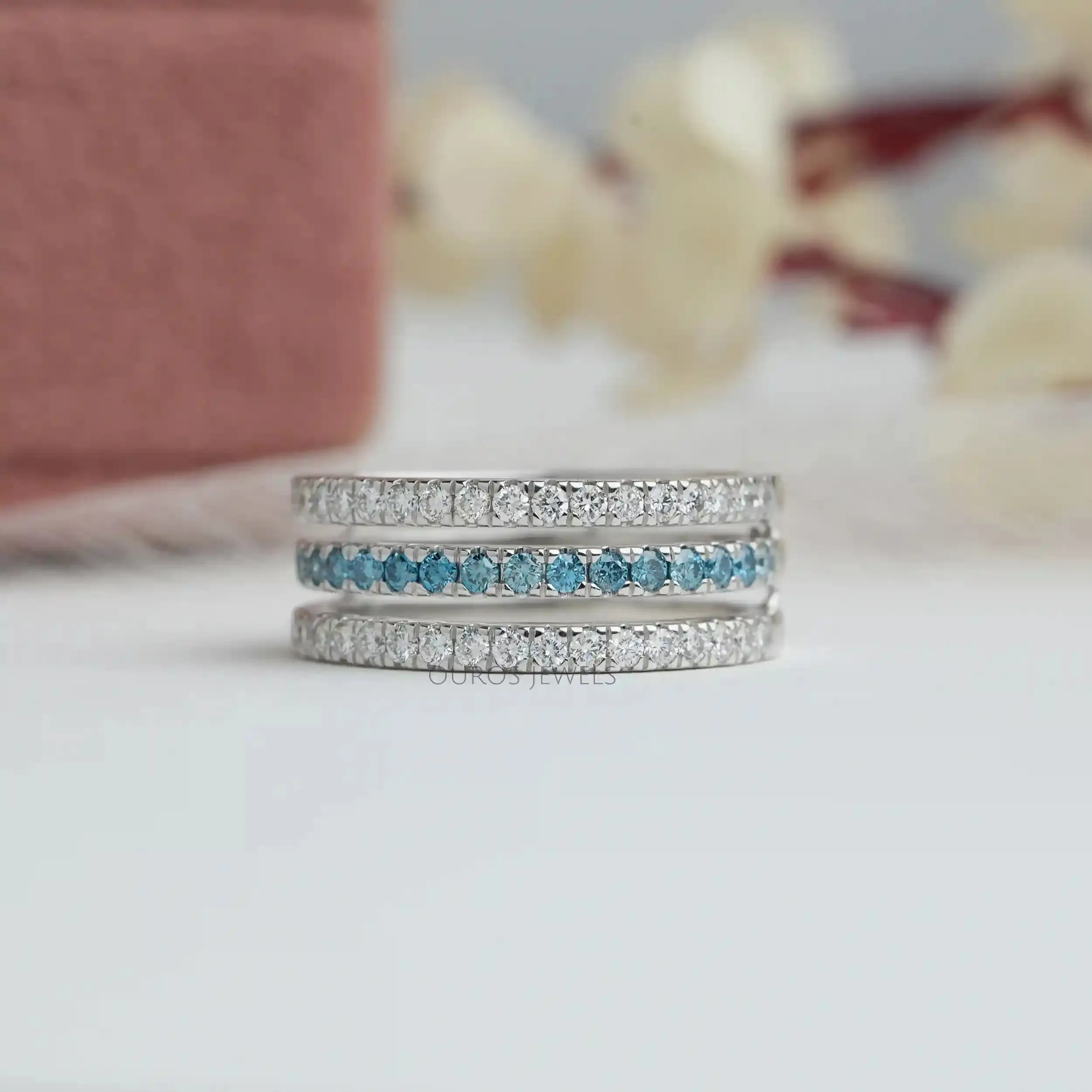 Three Row Round Cut Lab Grown Diamond Band