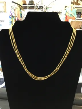 Three strands brass beads handmade necklace