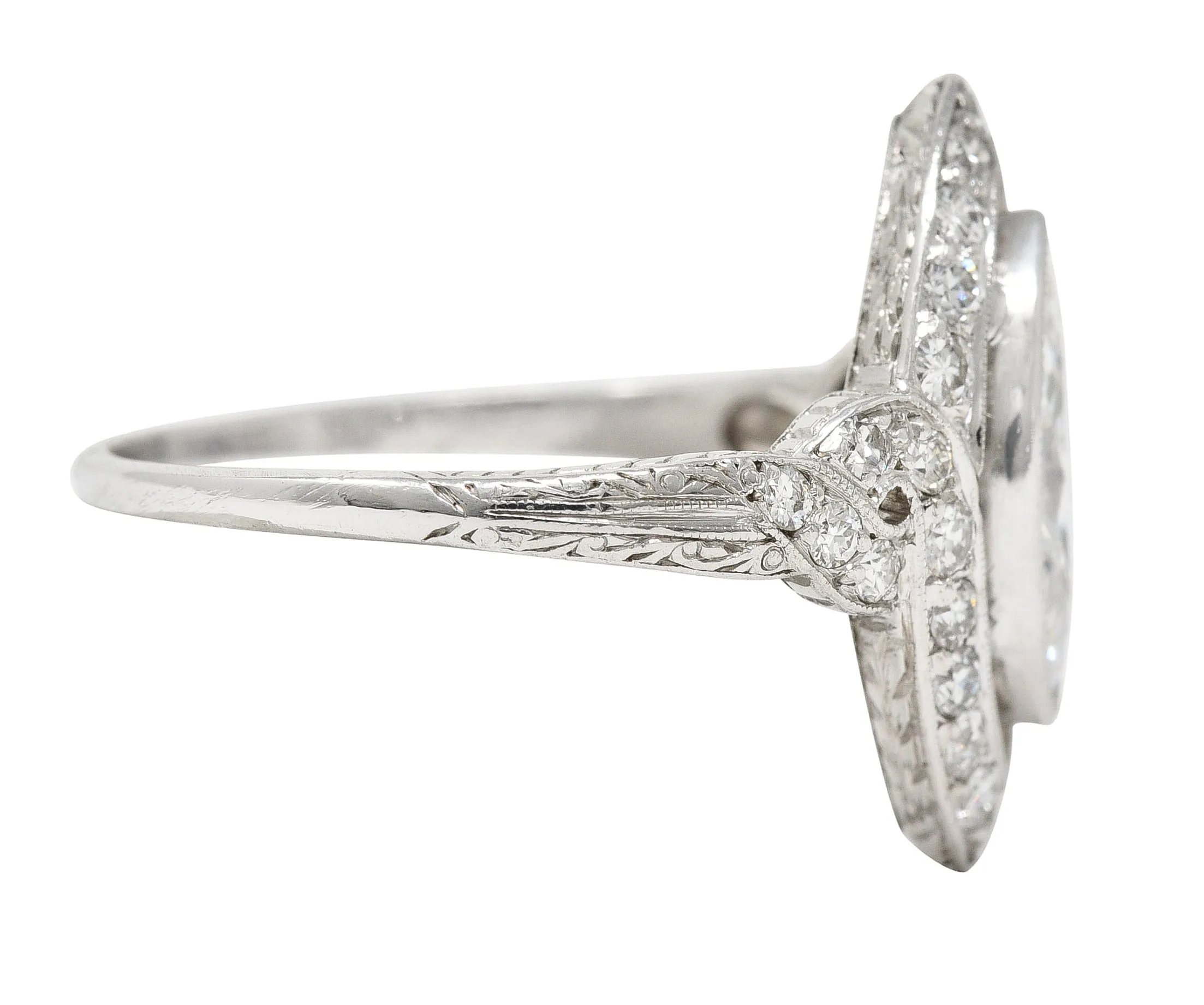 Tiffany & Co. Art Deco 1.30 CTW Marquise Cut Diamond Platinum Twisting Halo Engagement Ring GIA