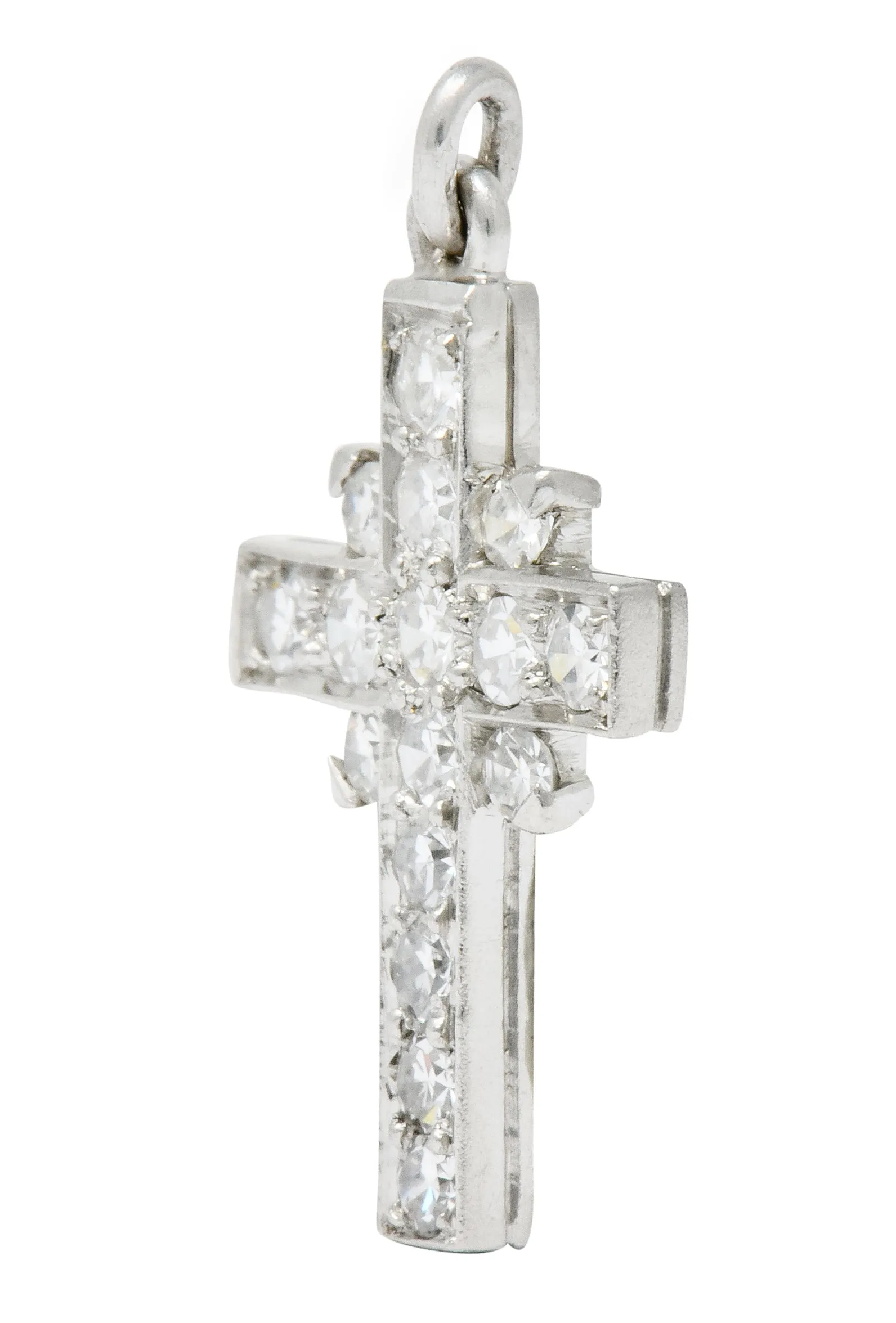 Tiffany & Co. Diamond Platinum Cross Charm Circa 1950