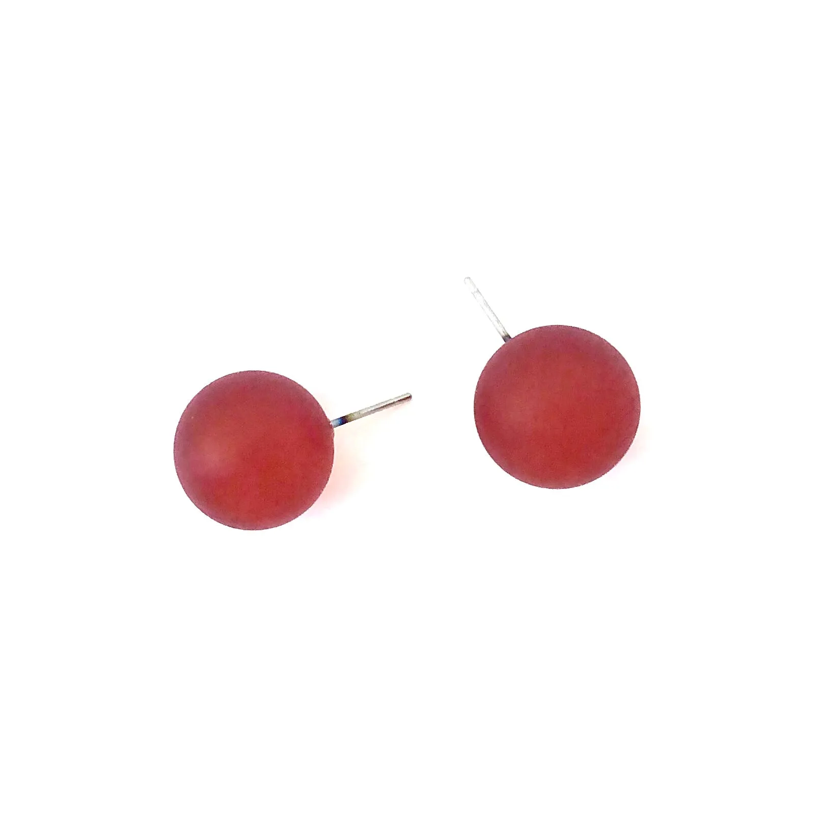 Tomato Red Frosted Jumbo Ball Stud Earrings