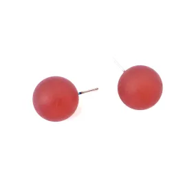 Tomato Red Frosted Jumbo Ball Stud Earrings