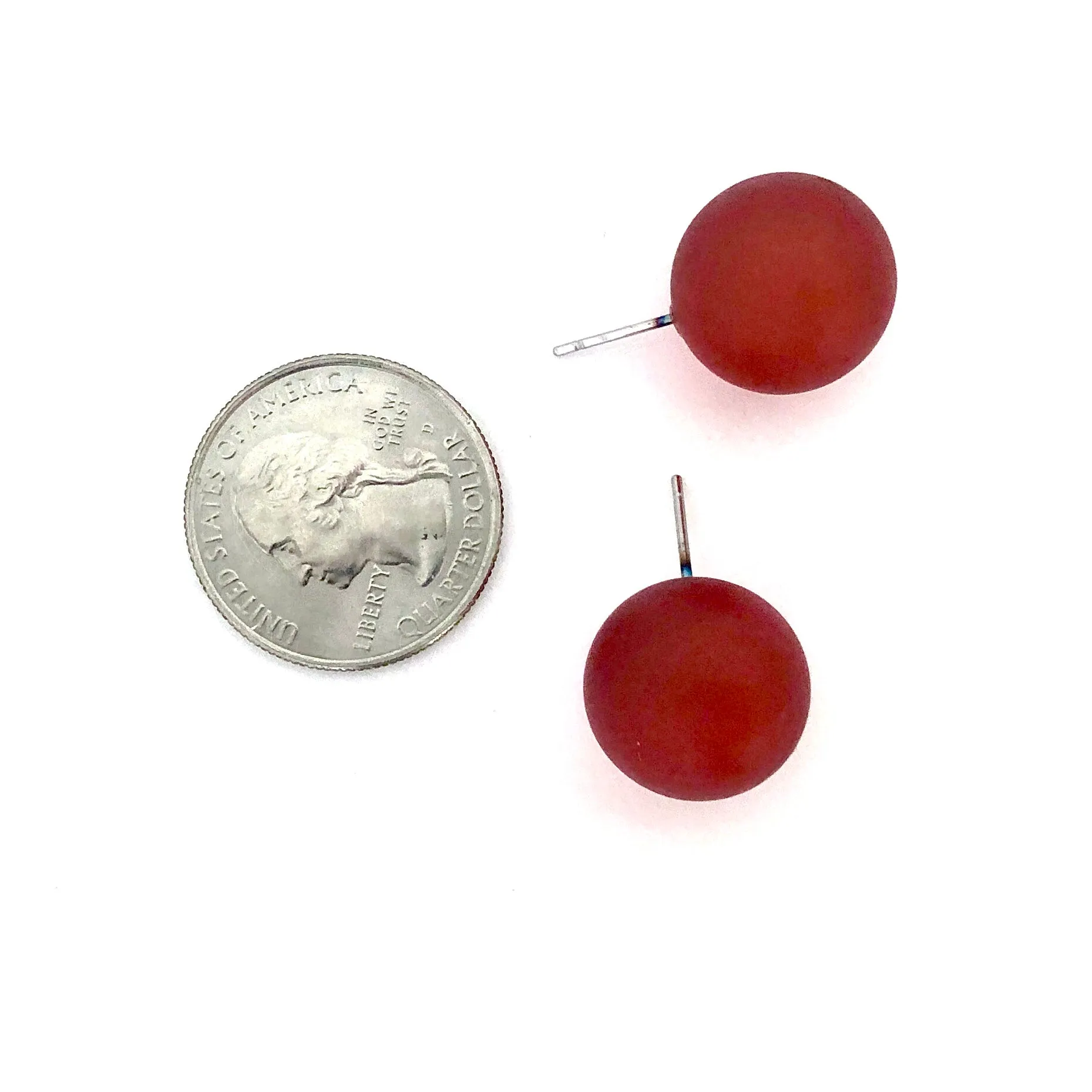 Tomato Red Frosted Jumbo Ball Stud Earrings