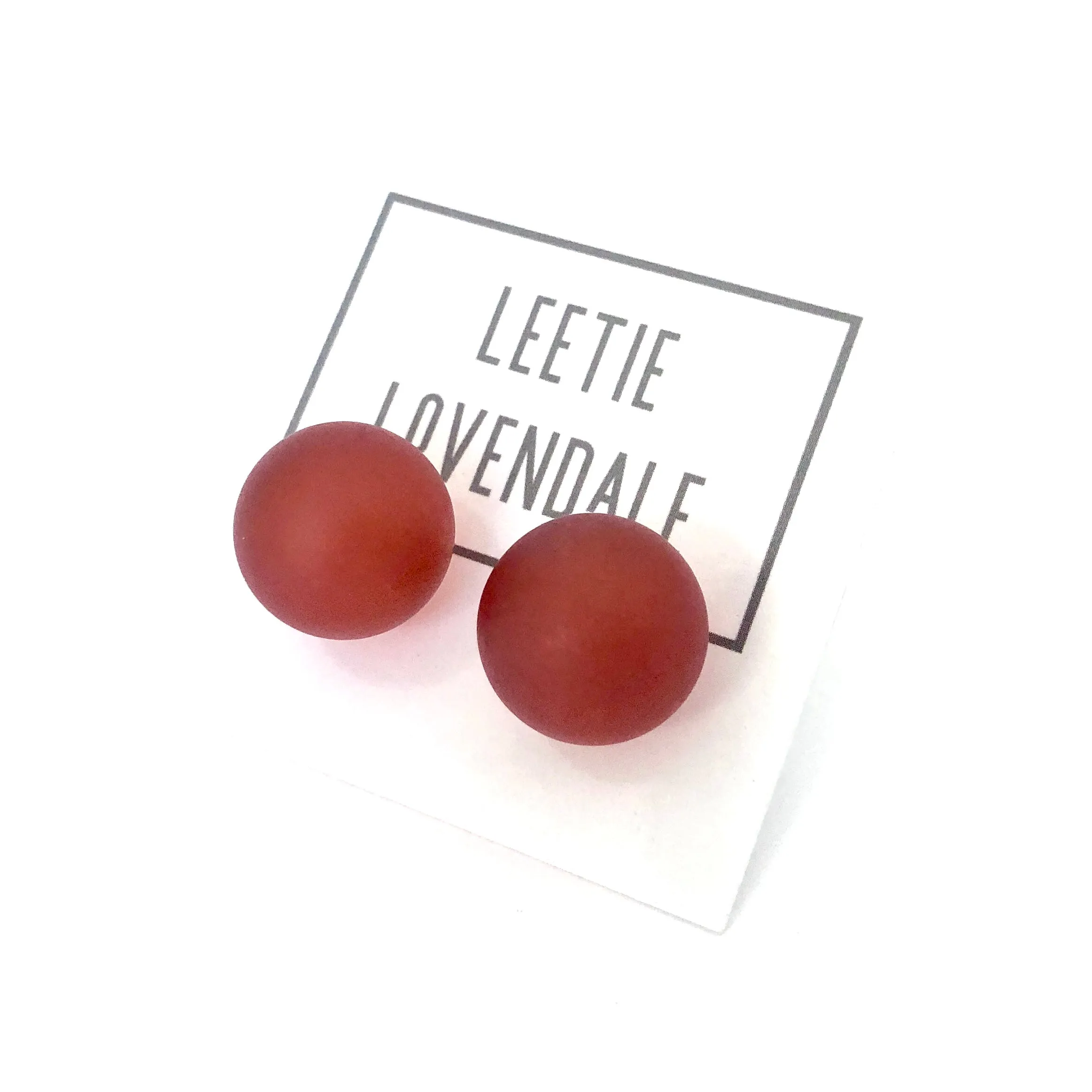 Tomato Red Frosted Jumbo Ball Stud Earrings