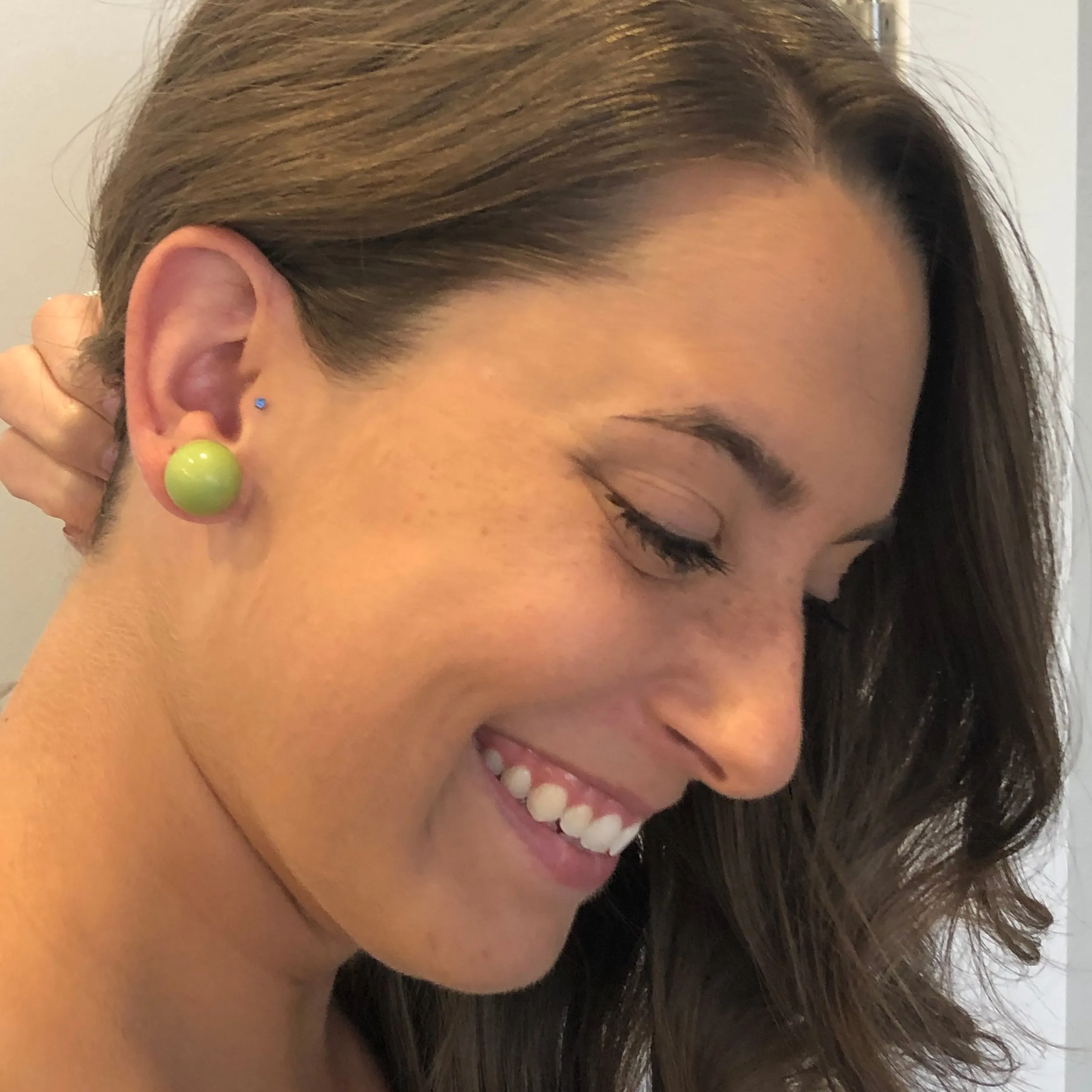 Tomato Red Frosted Jumbo Ball Stud Earrings