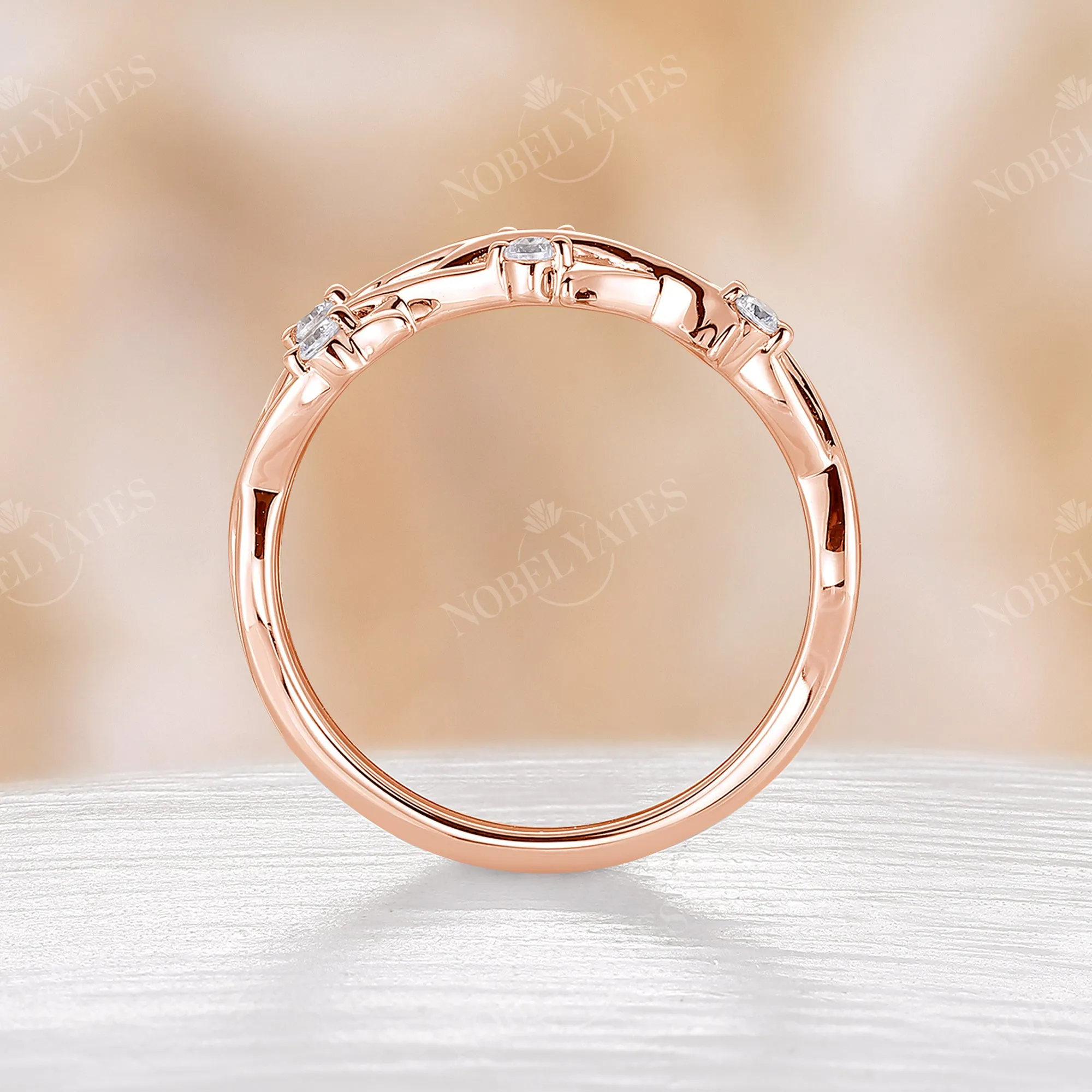 Tree Bark Diamond Branch Design Nature Wedding Band