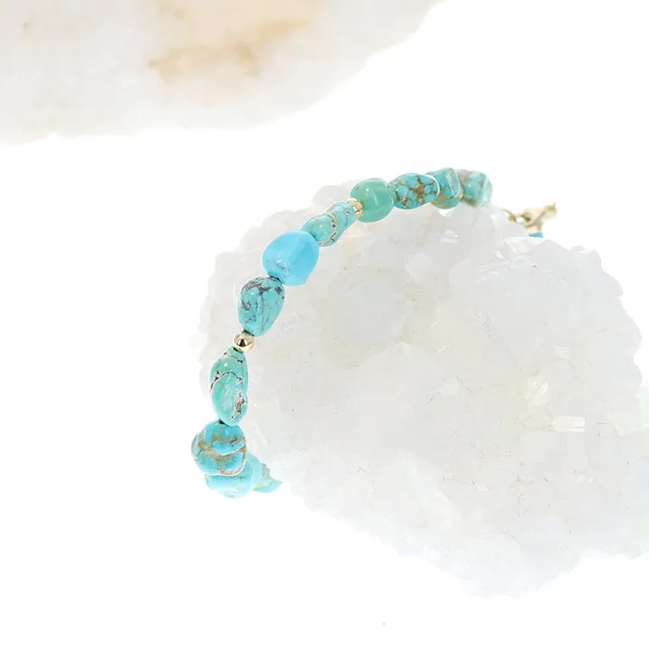 Turquoise #8 Bracelet 14K Gold Beads and Clasp