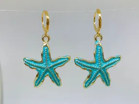 Turquoise Starfish Beach Earrings