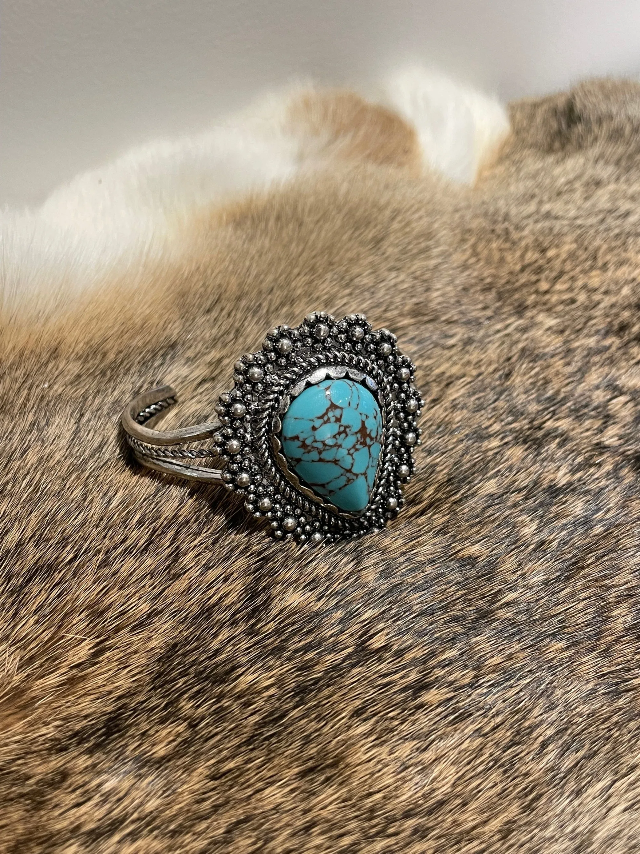 Turquoise Teardrop Cuff Bracelet