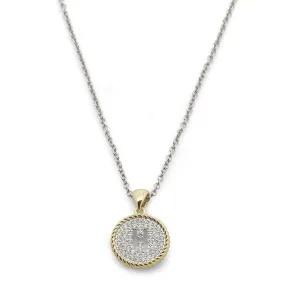 Two Tone Necklace Round Pave Initial - H