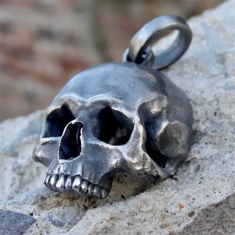 Unique 316L Stainless Steel Black Skull Pendant Necklace