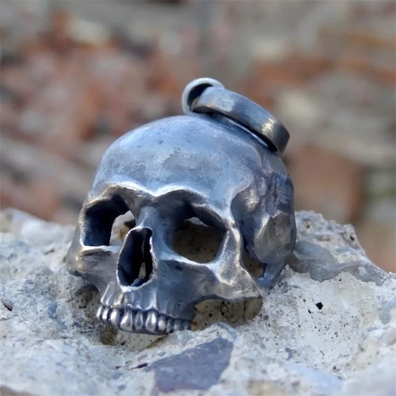 Unique 316L Stainless Steel Black Skull Pendant Necklace