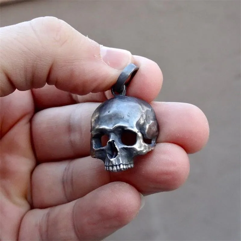 Unique 316L Stainless Steel Black Skull Pendant Necklace