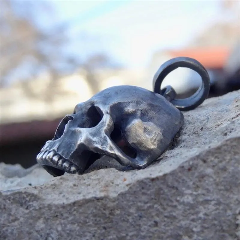 Unique 316L Stainless Steel Black Skull Pendant Necklace