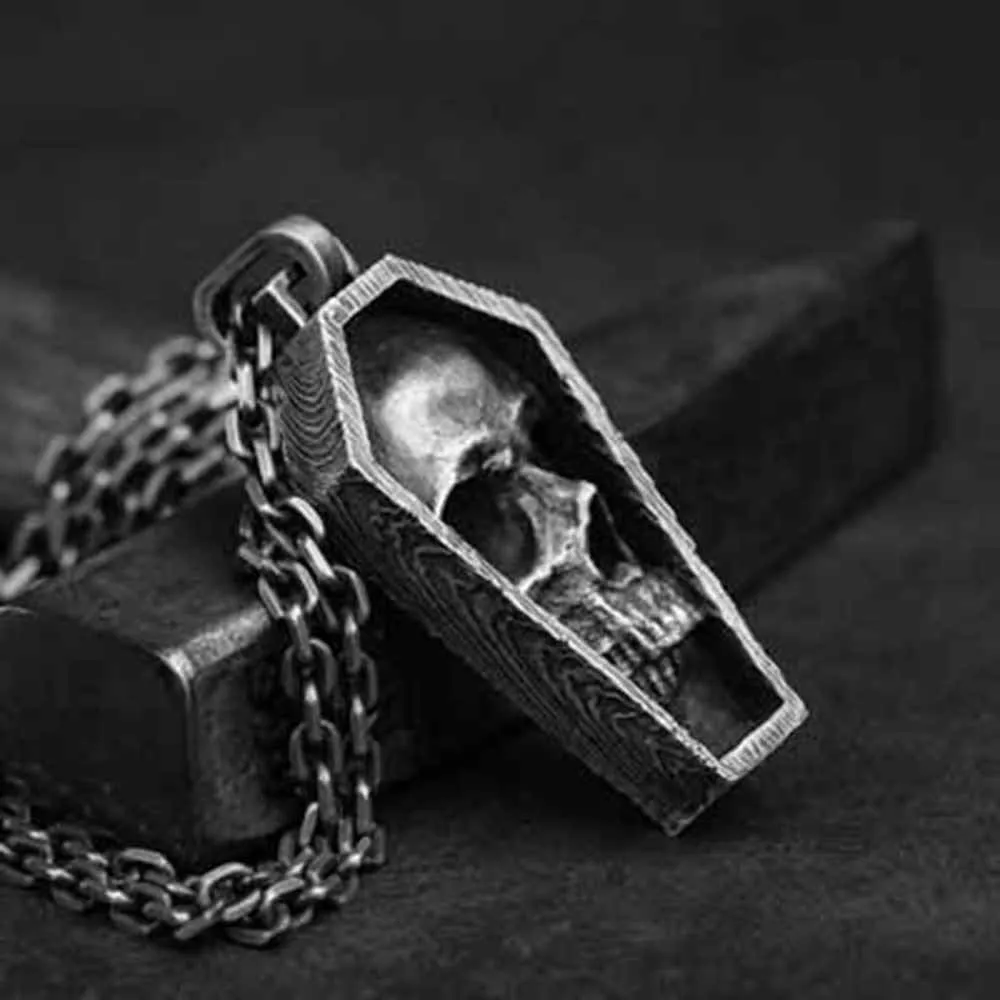 Unique Skull Coffin Gothic Pendant Necklace