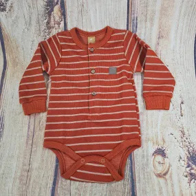 UP BABY RUST ORANGE KNIT HENLEY ONESIE