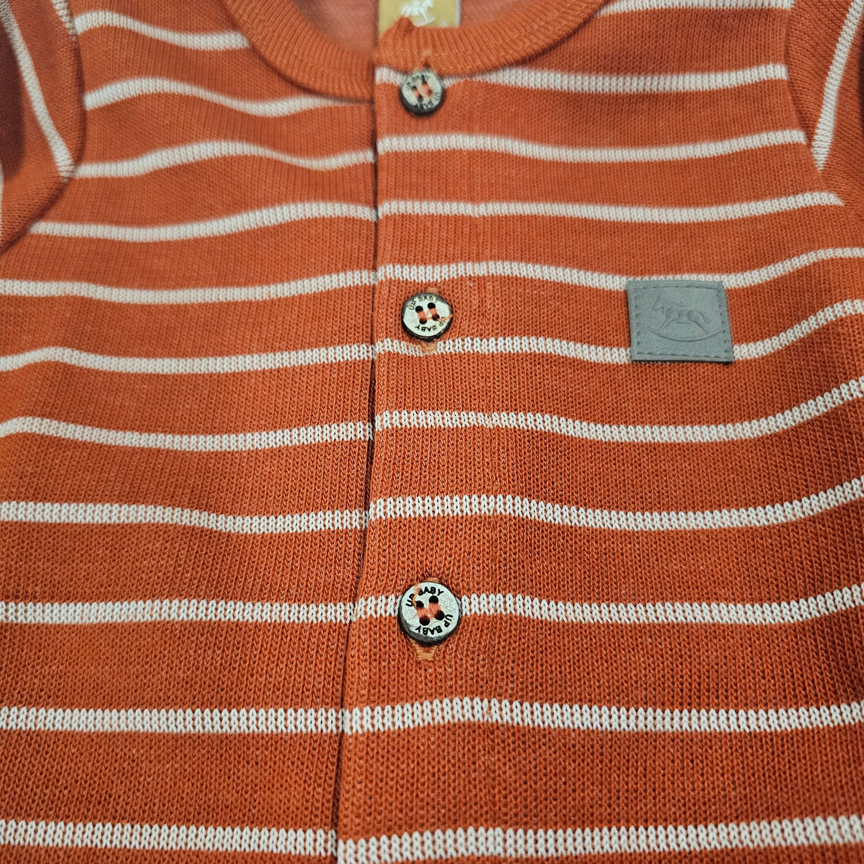 UP BABY RUST ORANGE KNIT HENLEY ONESIE