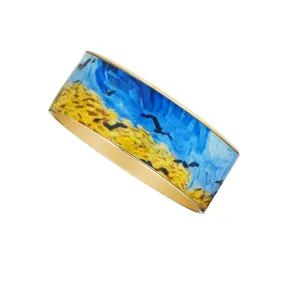 Van Gogh Wheatfield with Crows Goldtone Bangle Bracelet 1