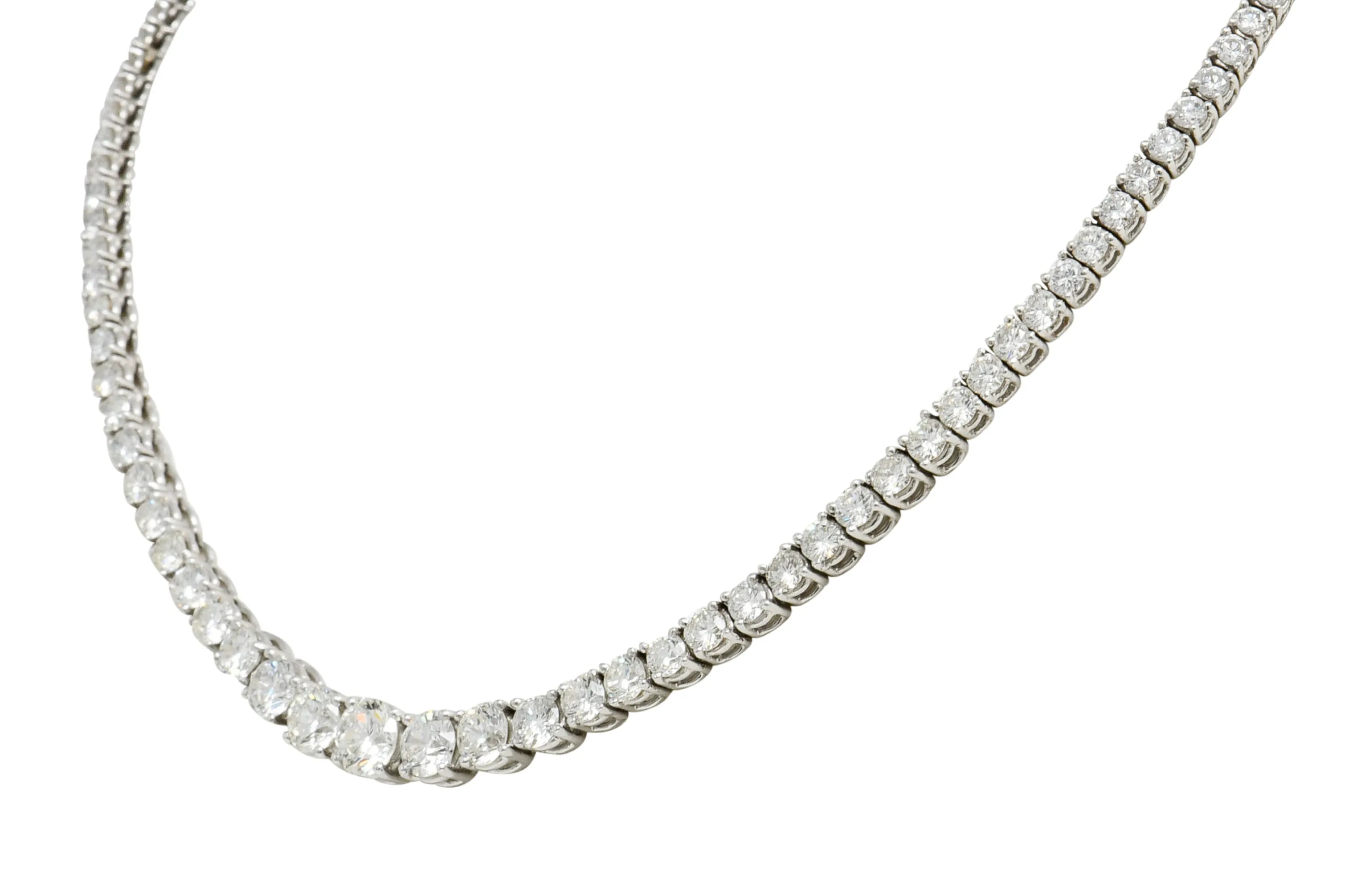 Vintage 14.00 CTW Graduated Diamond Platinum Riviera Necklace