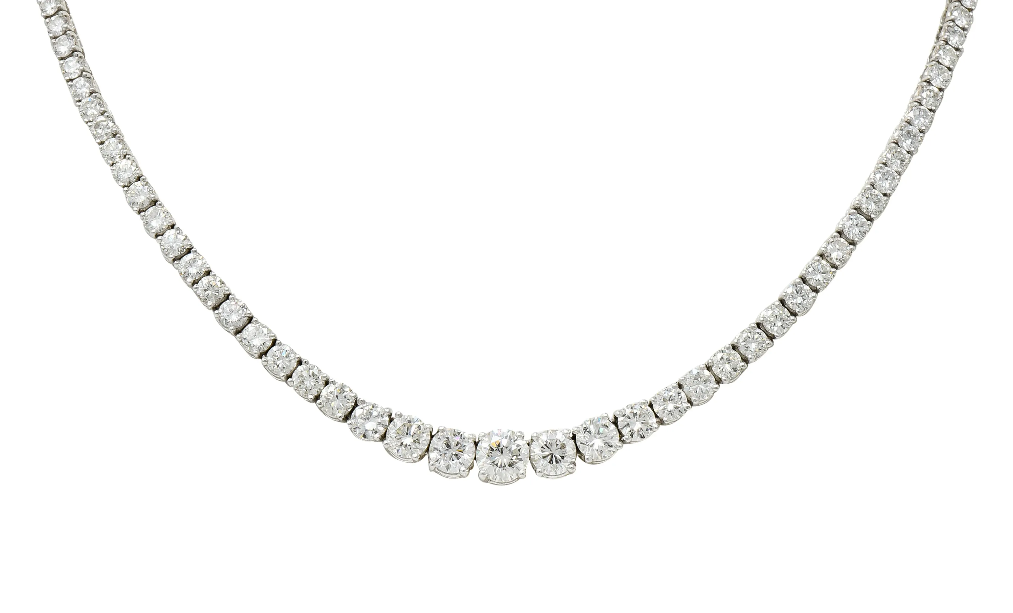 Vintage 14.00 CTW Graduated Diamond Platinum Riviera Necklace