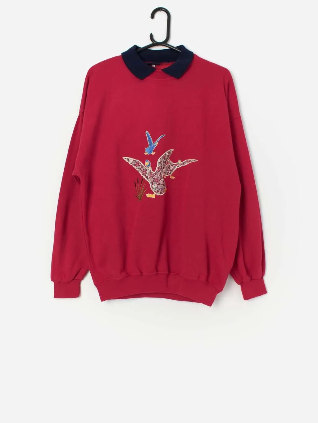 Vintage deadstock collared sweatshirt with geese – Large