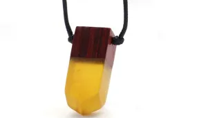 Vintage Long Rope Wood Resin Pendant Necklace For Women