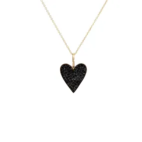 WD1290 14kt Gold Black Pave Diamond Heart Pendant