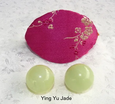 Women's Wellness Sale- Pair Green Jade Ben Wa Kegel Balls-Undrilled, No Hole + Free Gift Silk Fortune Cookie