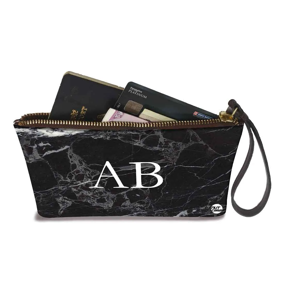 Women'S Wristlet Pouch - Black Marble