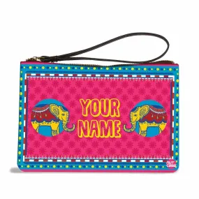 Women'S Wristlet Pouch - Welcome Design Pink