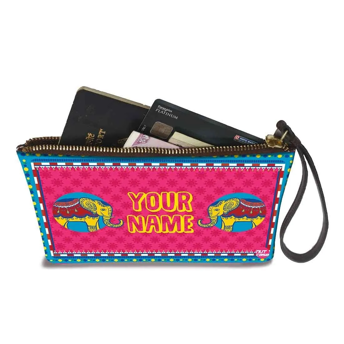 Women'S Wristlet Pouch - Welcome Design Pink