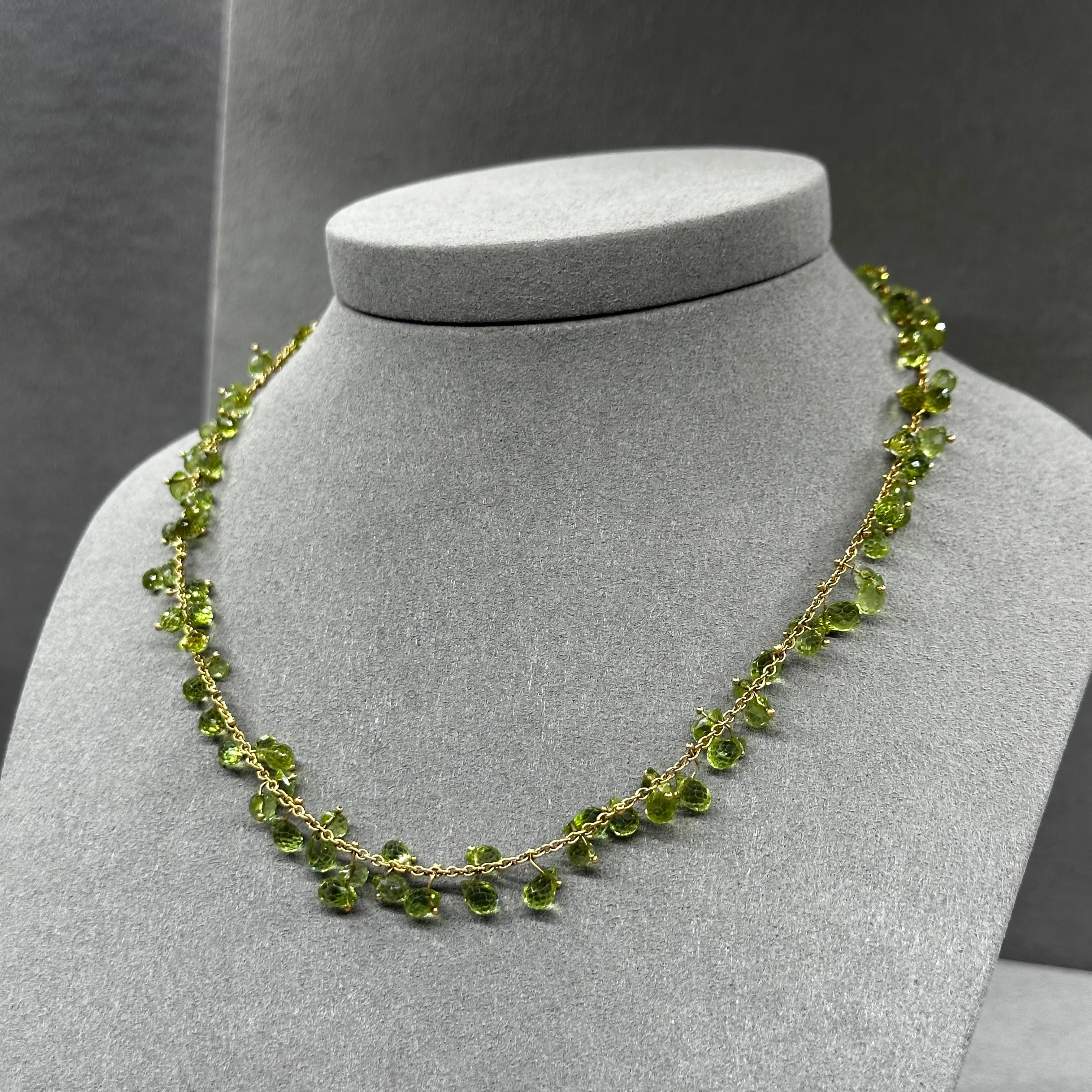 Yellow Gold Beaded Peridot Necklace