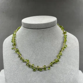 Yellow Gold Beaded Peridot Necklace