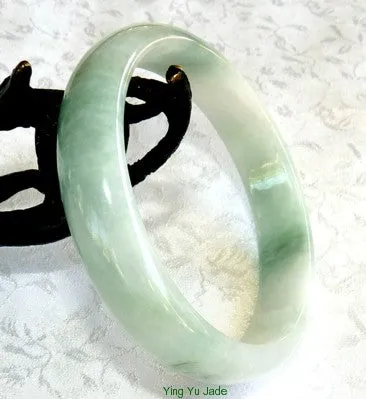 Ying Yu's Jewelry Box- Gorgeous Green Vein on White Burmese Jadeite Grade A Jade Bangle Bracelet 55.5mm (BB2570)